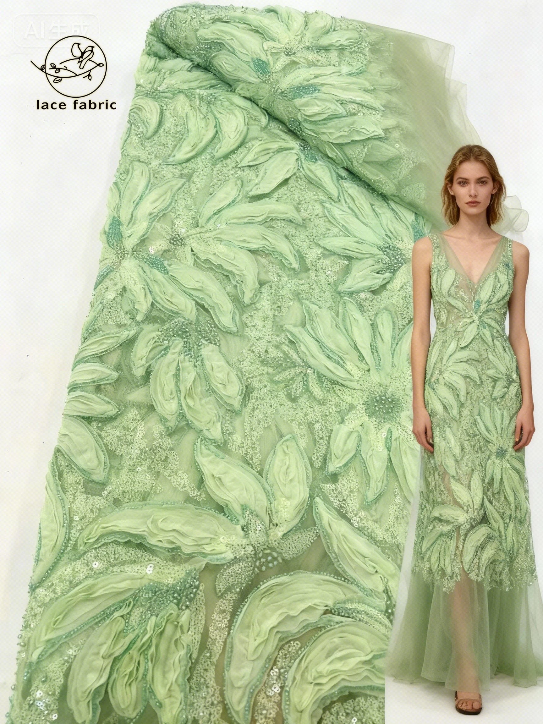 

African 3D Flower Lace Fabric for Wedding Sequins Beaded Lace Material Nigerian French Net 2026 High Quality Lace Women Dress