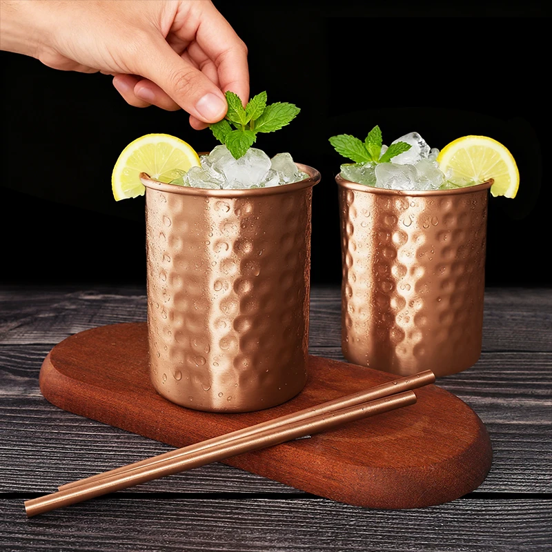 100% 400ml Copper Moscow Mule Mug With Straw 2/4PCS Durable Coppery Beer Mugs Coffee Mug Milk Cup Cocktail Pure Copper Bar Cup - view 3