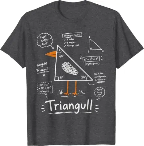 Y2k Mathematik Geometrie Persönlichkeits-T-Shirts, Dreieck Möwe Vogel Wortspiel Lustiges Geometrisches T-Shirt aus Weicher Baumwolle – Detail 14