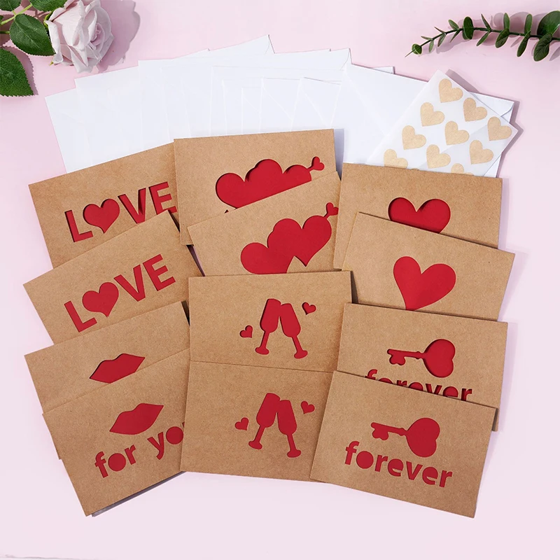 

12 шт. открытки, подарок на день Святого Валентина, открытка с любовью, свадебное приглашение, поздравительные открытки, юбилей для нее, подарочная открытка на день Святого Валентина