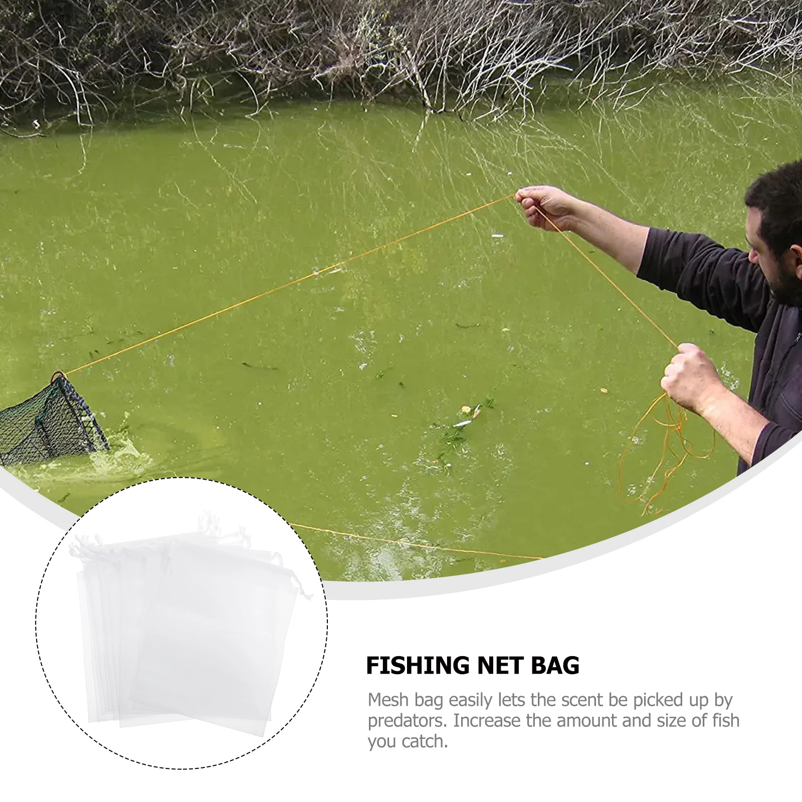 

Fishing Net Bag Bait Net Bag Draw String Mesh Sack Non-woven Fabric Net Bag Bait Storage Bag