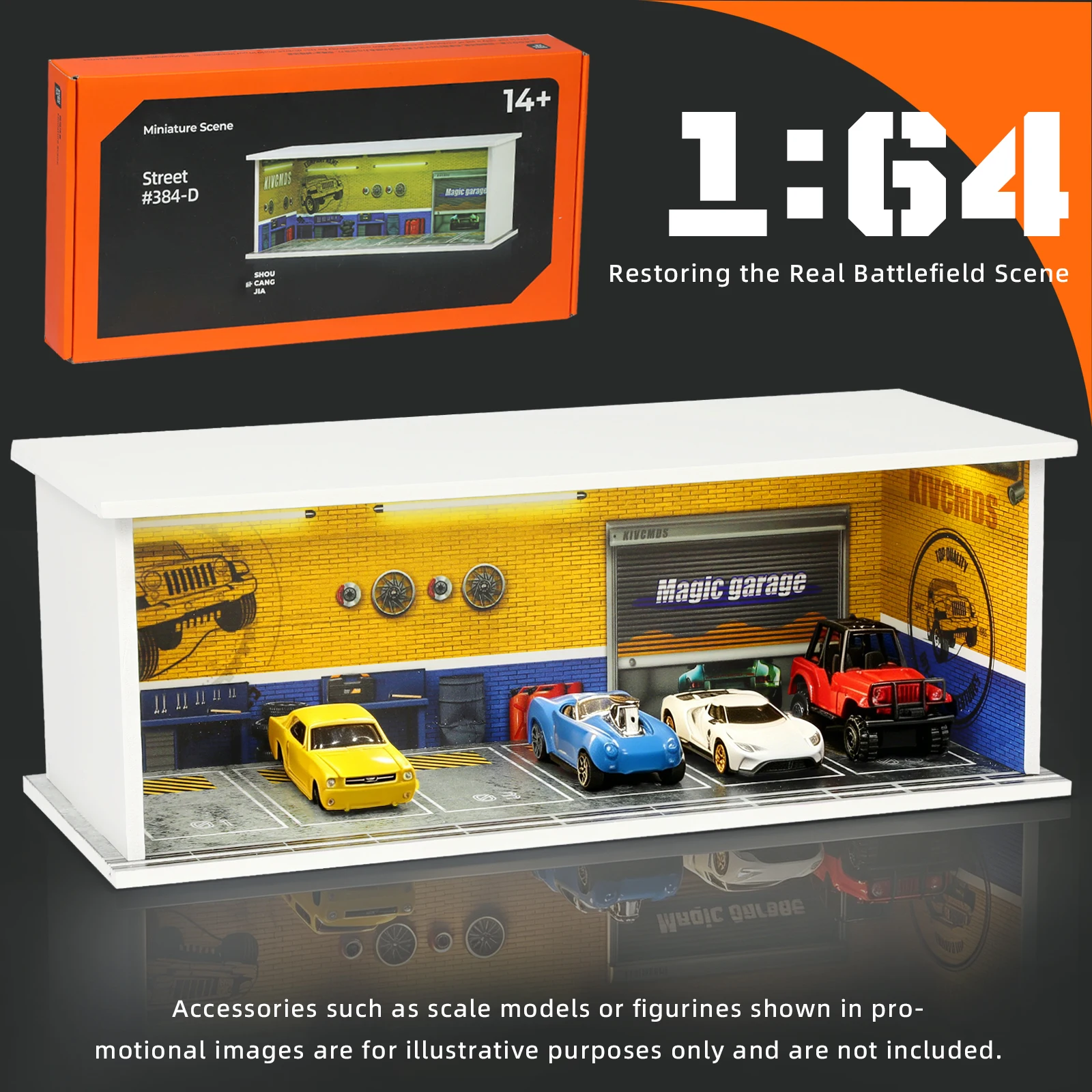 

1:64 Model Car Diorama Display Storage Garage LED Strip Acrylic Dustproof Collectible Enthusiast Men Christmas & Birthday Gift