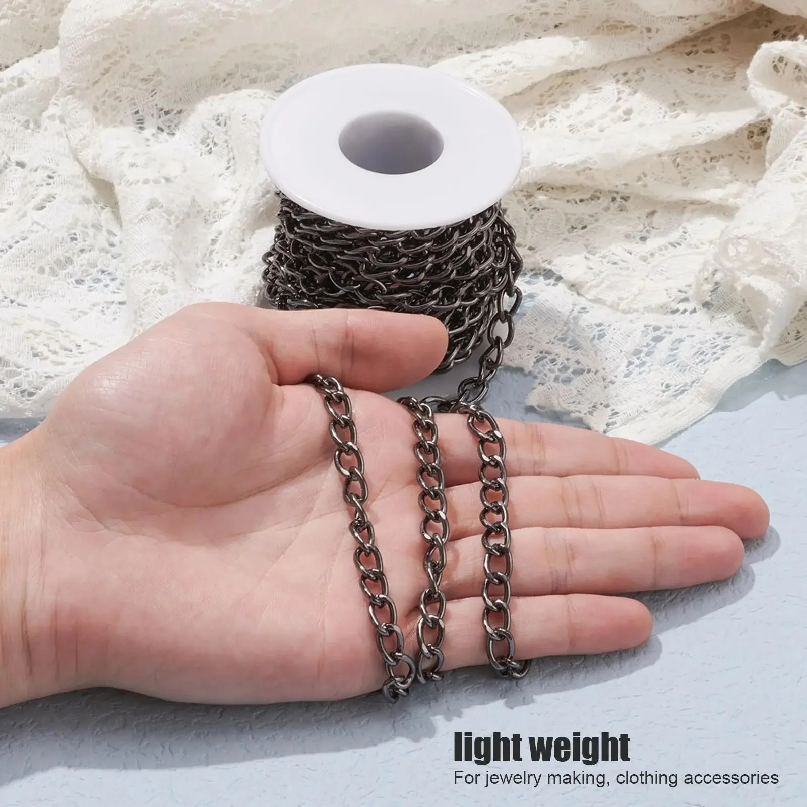 Aluminum Chain 5 Meters Black DIY Making Elegant Style Convenient Storage Curb Chain for Jewelry Making