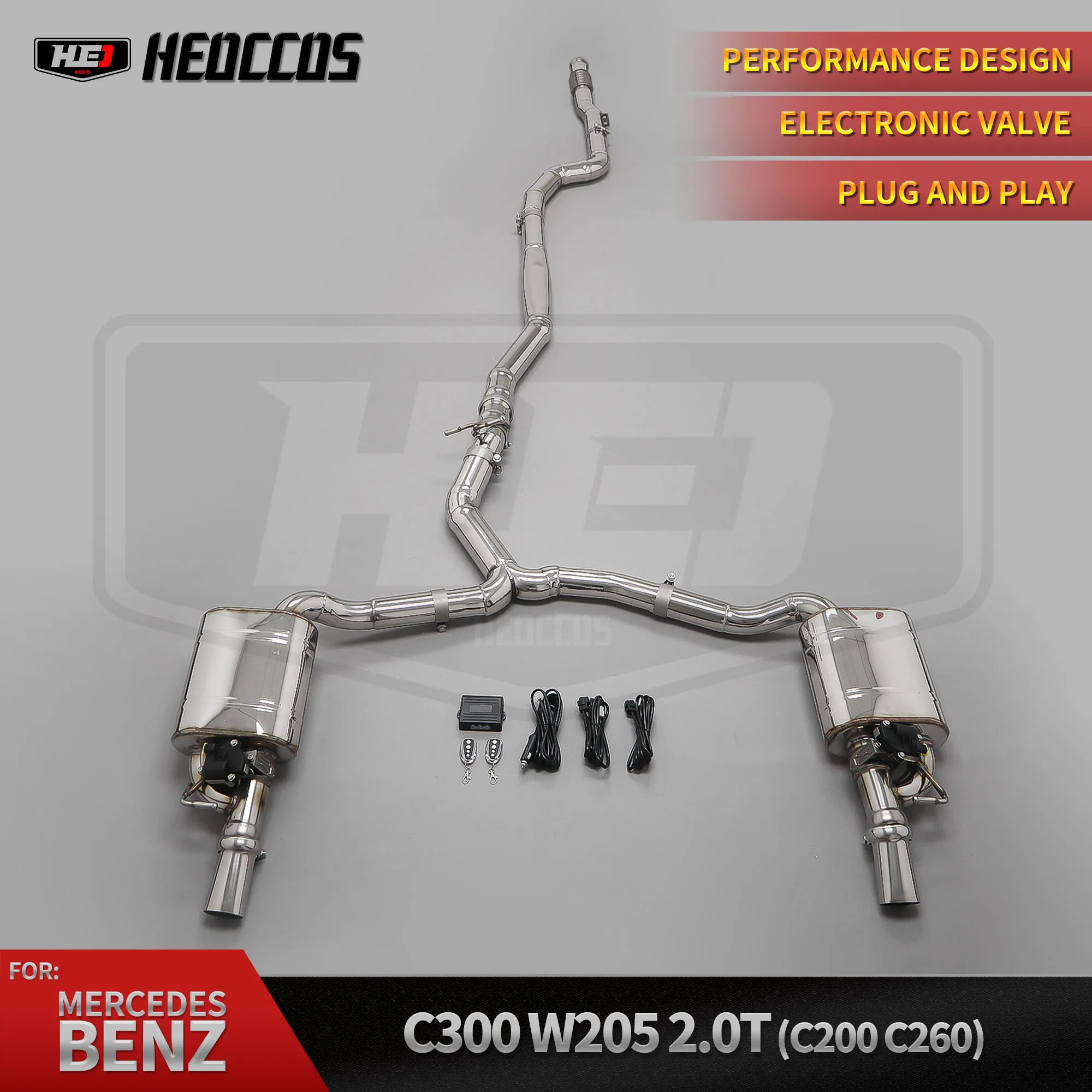 

HEO OEM Catback Exhaust System for Mercedes-Benz C200 C250 C300 W205 2015-2023 Stainless Steel Valvetronic Exhaust Pipe Muffler