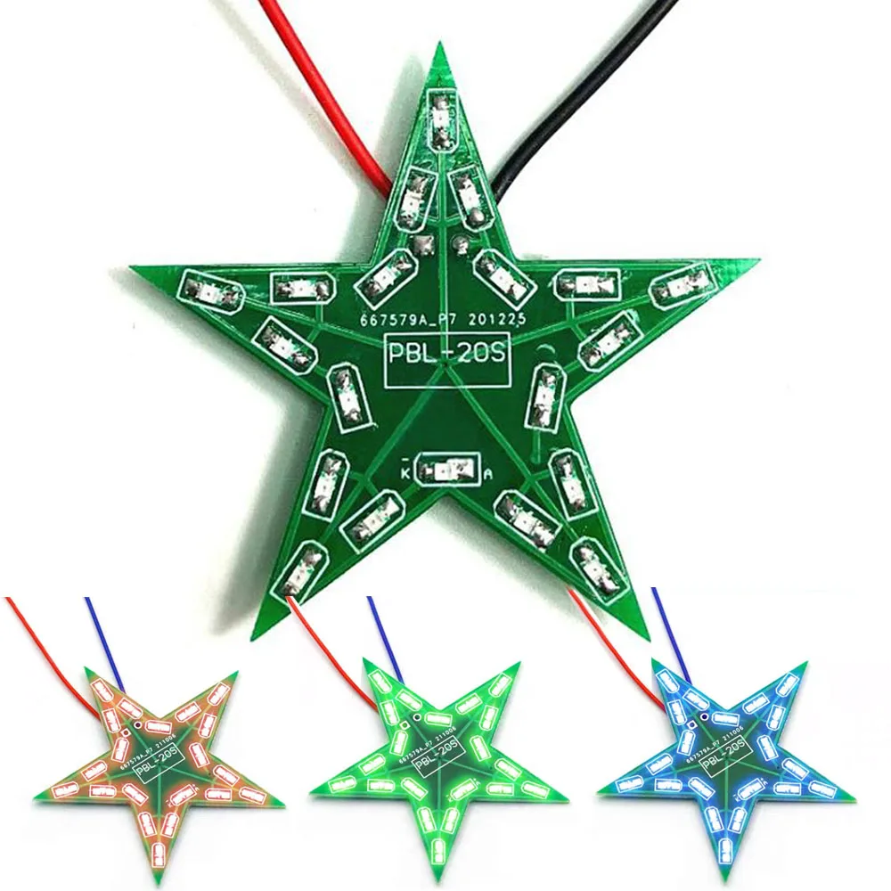 

Five-Pointed Star Breathing Light Gradient LED Light for Decoration Soldering Training Red Green Blue Students Training DIY Kits