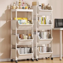 Trolley Bookshelf Multi Story Storage Rack Kitchen Corner Narrow Slit Storage Cabinet Bathroom Living Room Home Organizer