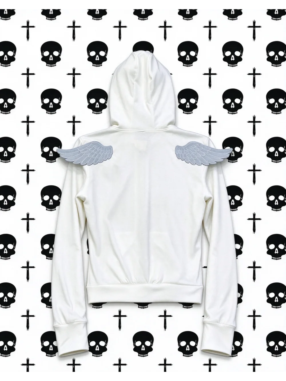 New autumn retro punk subculture three-dimensional shoulder wing large zipper cardigan hooded sweatshirt street casual trend ins