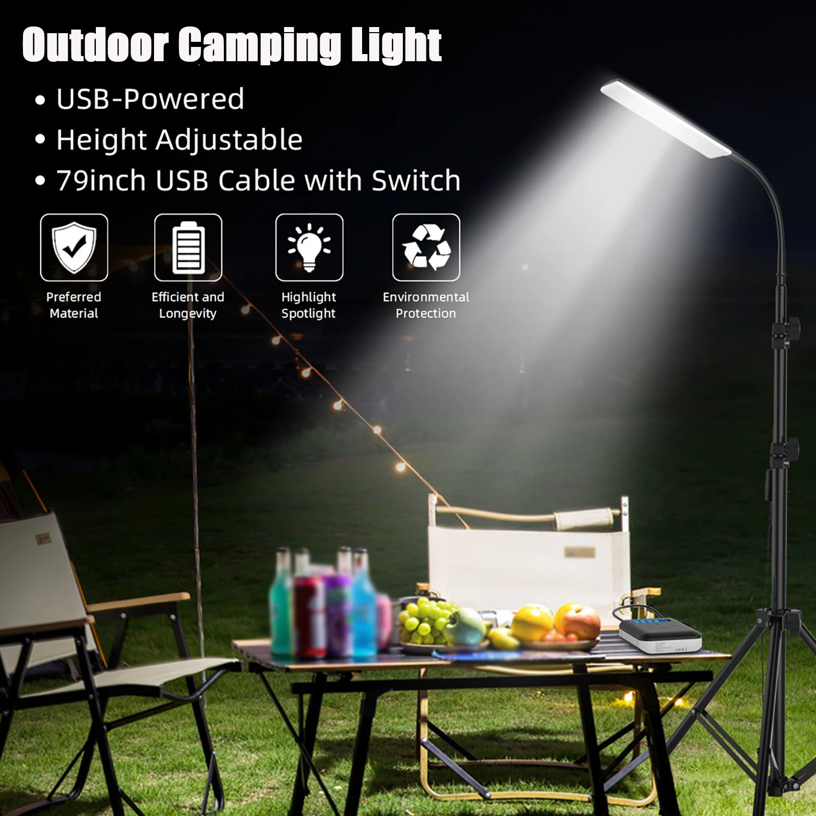 

Outdoor Camping Lights Portable 360° Adjustable Angle Outdoor Camping Light Retractable Waterproof High Foot Camping Light