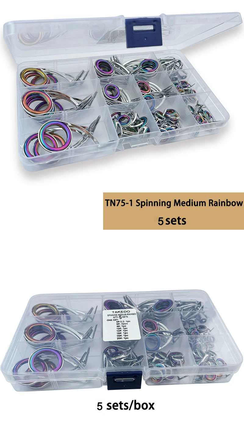 TAKEDO TN75-1 5er-Set Spinnrutenführungen aus Edelstahl mit Keramikringen für DIY-Angelruten-Zubehör – Detail 8