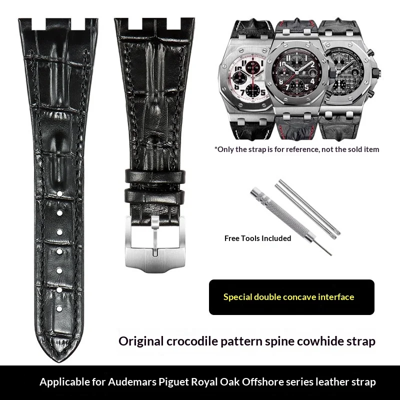 Мужской ремешок из натуральной кожи 28 мм для часов AP Royal Oak Offshore 26470 26170 26471, с особыми вогнутыми и выпуклыми выемками