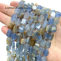 Natural Stone Blue Calcite 8x12MM Irregular Rectangle Spacer Beads for Jewelry Making Diy Earrings Bracelets Accessories