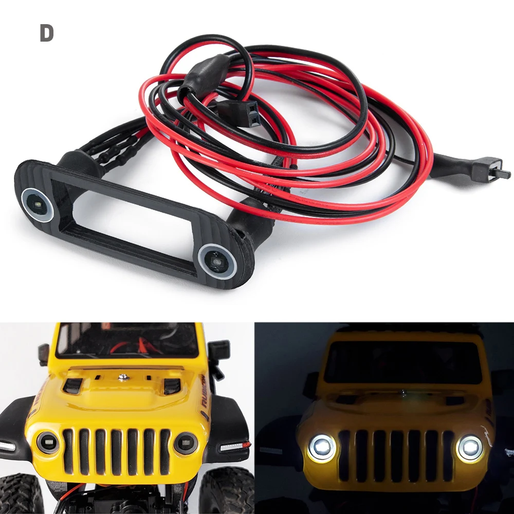 YEAHRUN محاكاة الجبهة مصباح ليد مصباح المصباح ل محوري SCX24 1/24 RC الزاحف سيارة ترقية أجزاء الملحقات