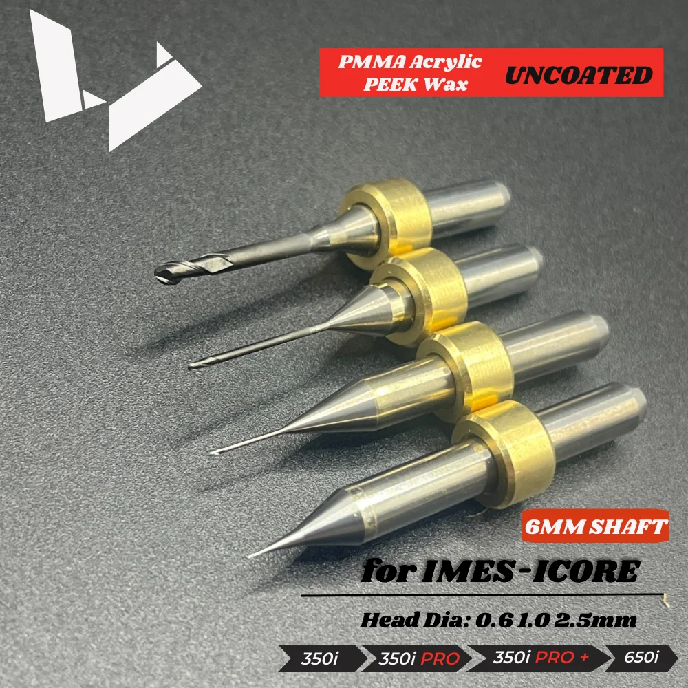Imes-Icore T33 T32 T12 T11 0.3mm 0.6mm 1.0mm 2.5mm Replacement Single Blade Radius Milling Tools PMMA Cutters (6 mm Shaft)