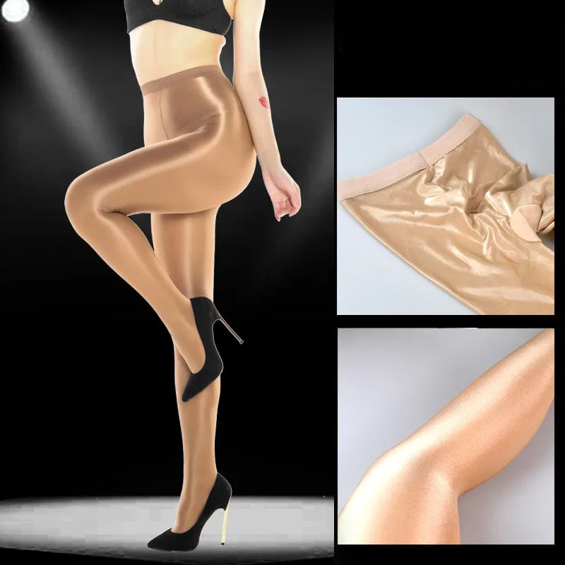 Women Gloss Shiny Pantyhose Dancer Cheerleader Hooters Uniform Club Party Tights Reflective High Elastic Stockings Shiny Socks