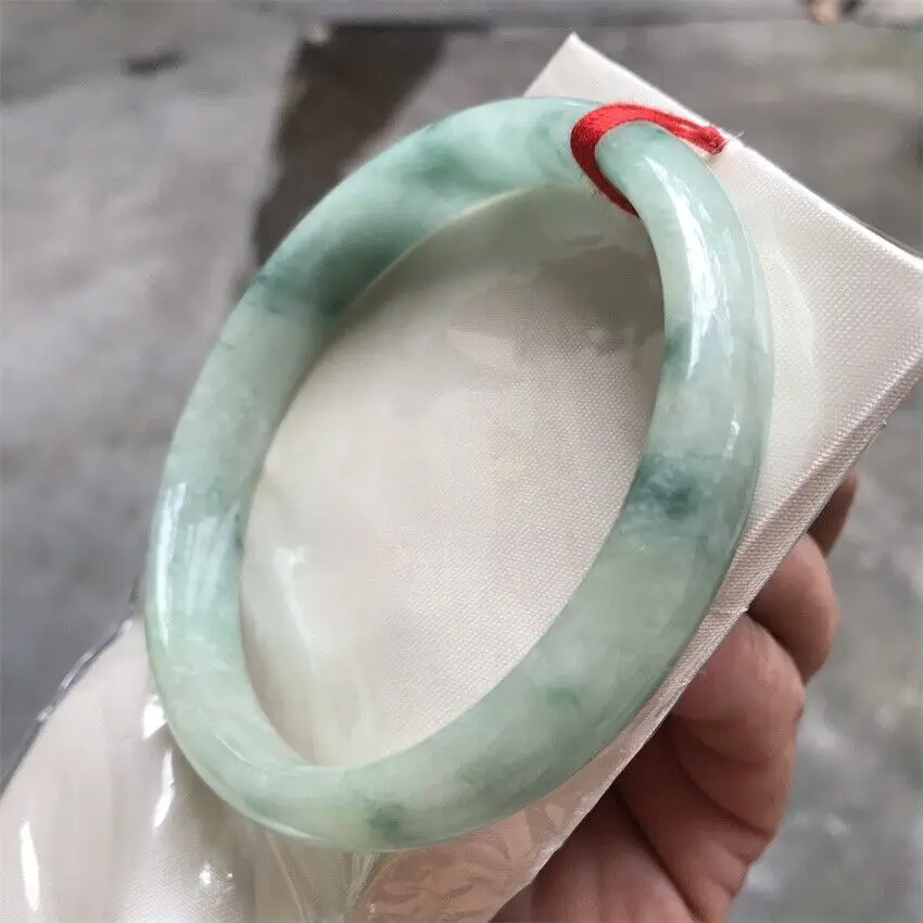 76MM Natural Icy Green Jadeite Jade Bracelet Burma Jadeite Jade Big Bangle