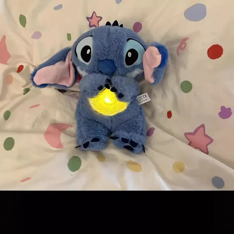 Hot 22cm Kawaii Stitch Angel Airbag Breathing Plush Doll Children'S Night Sleeping Companion Luminous Doll Toy Christmas Gifts