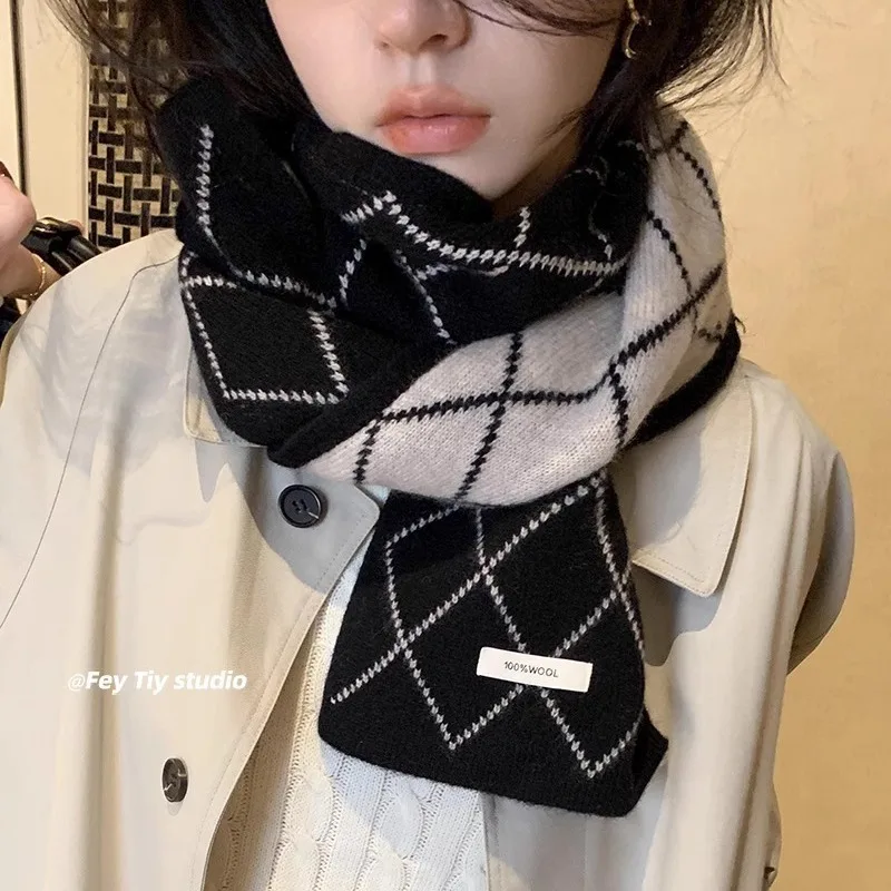 

Австралийский шерсть, 100% шерсть, двусторонний шарф xiaoxiangfeng, клетчатый шарф с ромбами