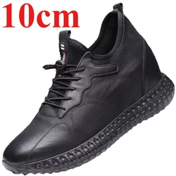 Men Height Increasing Shoes Mens Genuine Leather 8/10 Cm Party Hidden Elevator Fashion Shoes New Man Black Casual Shoes Sneakers