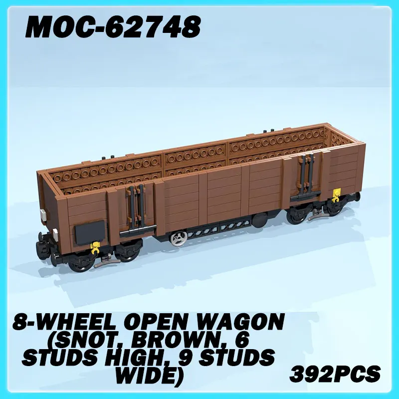 

MOC-62748 Mini Train 8-Wheel Open Wagon (SNOT, brown, 6 studs high, 9 studs wide) Tanks Model Brick Puzzle Toy Birthday Gift