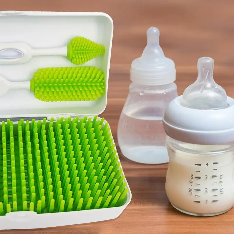 New Baby Bottle Grass Drying Racks Solid Color Lawn Shape Drain Rack Cleaning Dryer Racks Safety ABS Infant Bottle Storage Rack