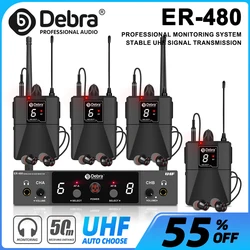 Debra ER-480 Professional Wireless In-Ear Monitor System, UHF Frequency 500-700MHz, for Church, Stage Performance, Orchestra