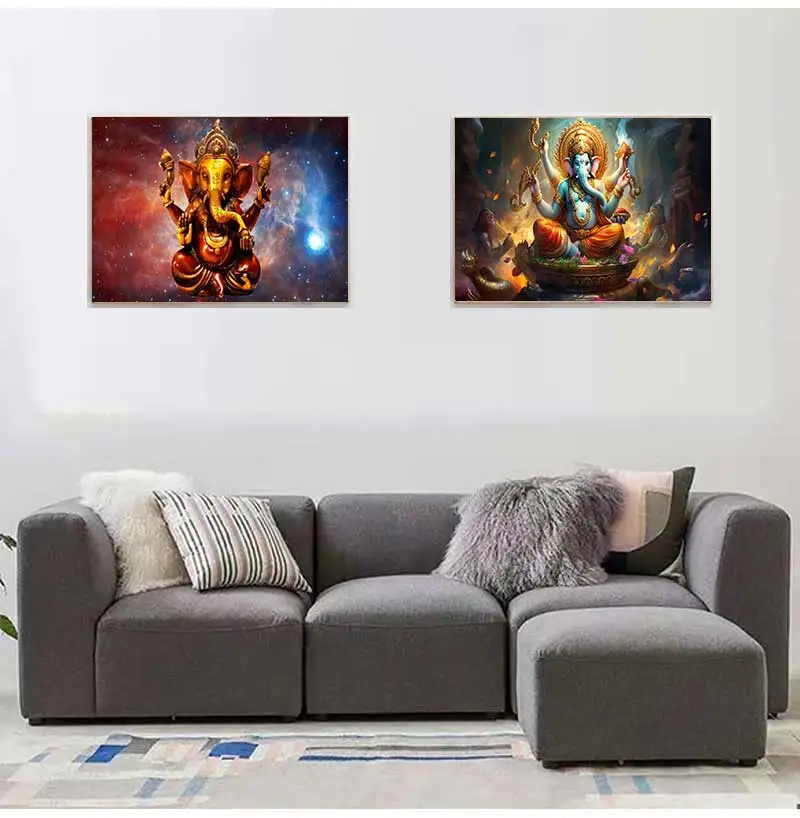 India Religion Lord Ganesha Canvas Painting on the Wall Art Picture Elephant Art Posters and Prints for Living Room Home Decor