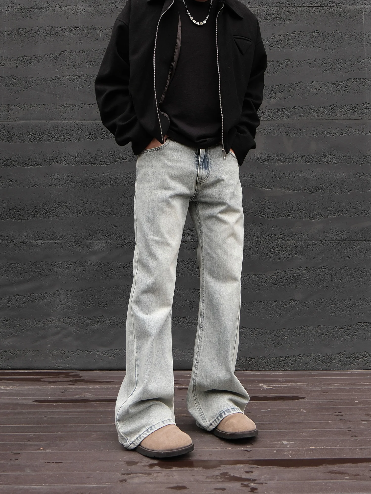 

JDKZ Американские синие расклешенные джинсы в стиле ретро, уличный дизайн, простые универсальные повседневные брюки, молодежная одежда, универсальный сезон