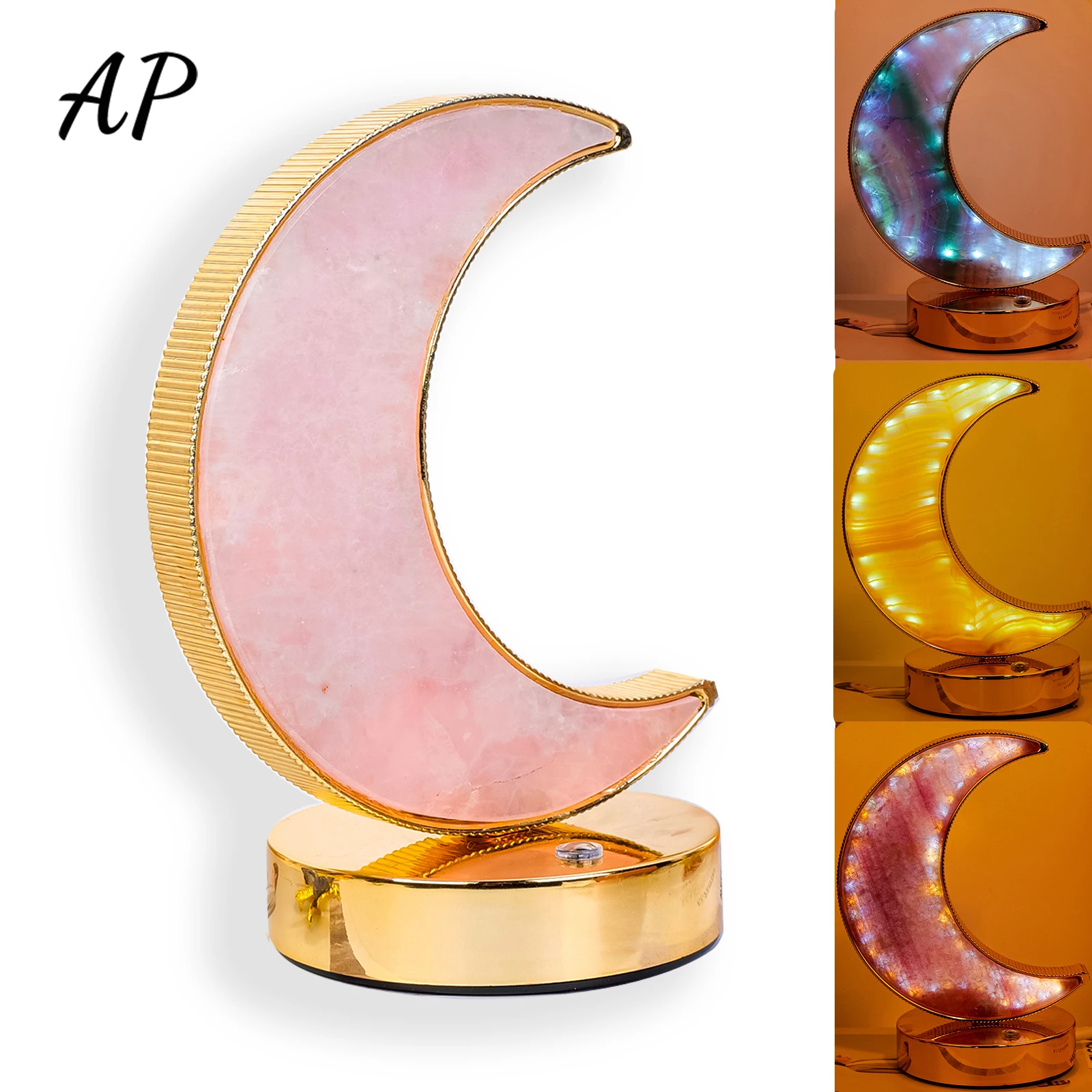 1pc Natural Crystal Rose Quartz Night Ornament Fluorite Agate Creative Desk Home Decoration