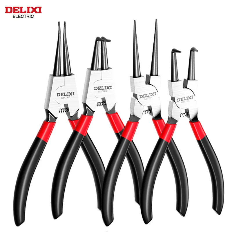 DELIXI ELECTRIC 9-In Circlip Pliers,Needle nose Pliers，Retaining Ring Pliers，for Removing Installing Puller Locking Rings Shafts