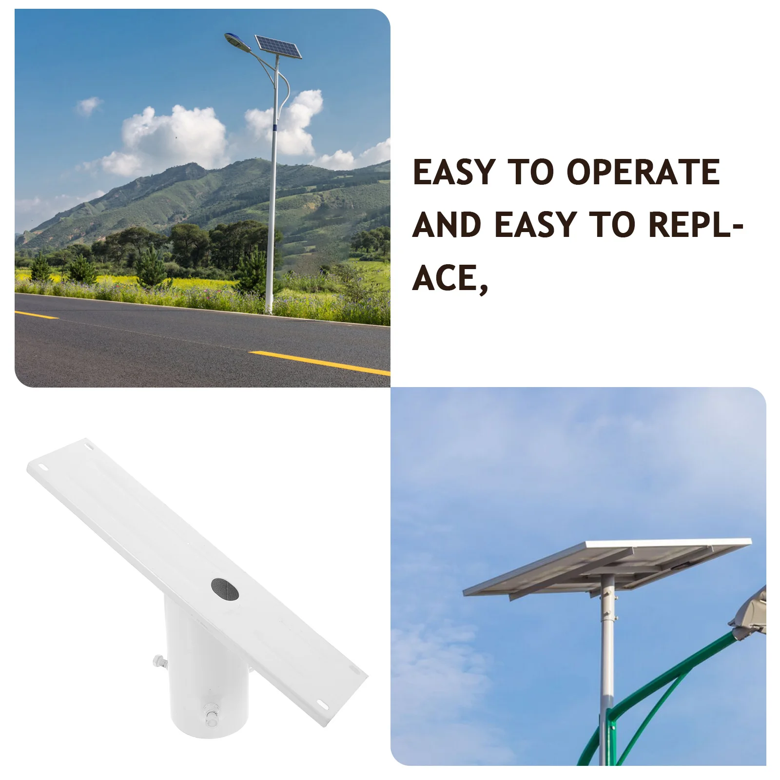 

1 Set Panel Bracket Wall-Mounted Iron Support For Outdoor Street Light Easy Installation With Screws Reusable Durable Solar