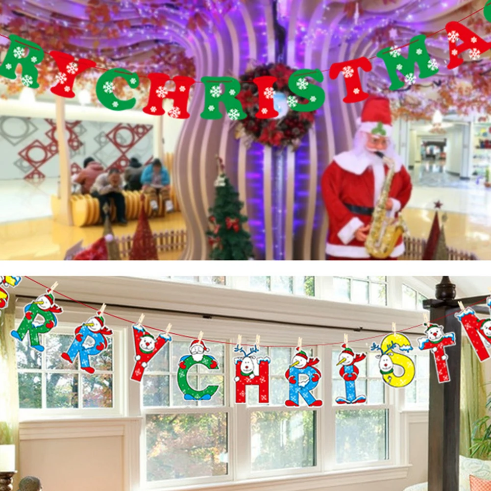 

3.5M Christmas Flag Garland Letter Decorations for Party Banner Chain Cute High Quality Perfect Festive Atmosphere Xmas Living