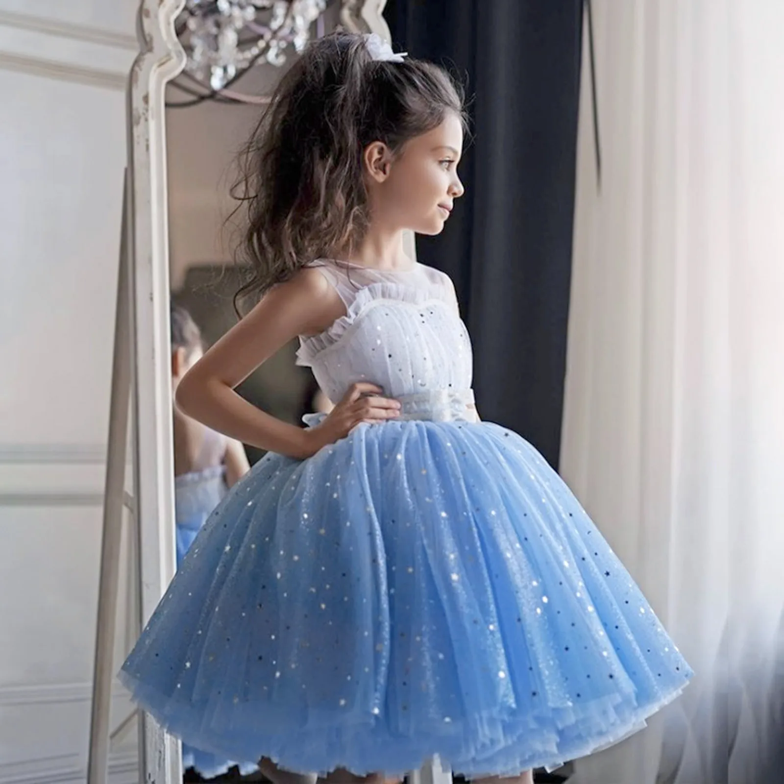 

Girls dress Kids Girl Princess Dress Tulle Toddlers Party Wedding Vestidos Gauze Tutu Pageant Birthday Baby Clothes For 2 to 10Y