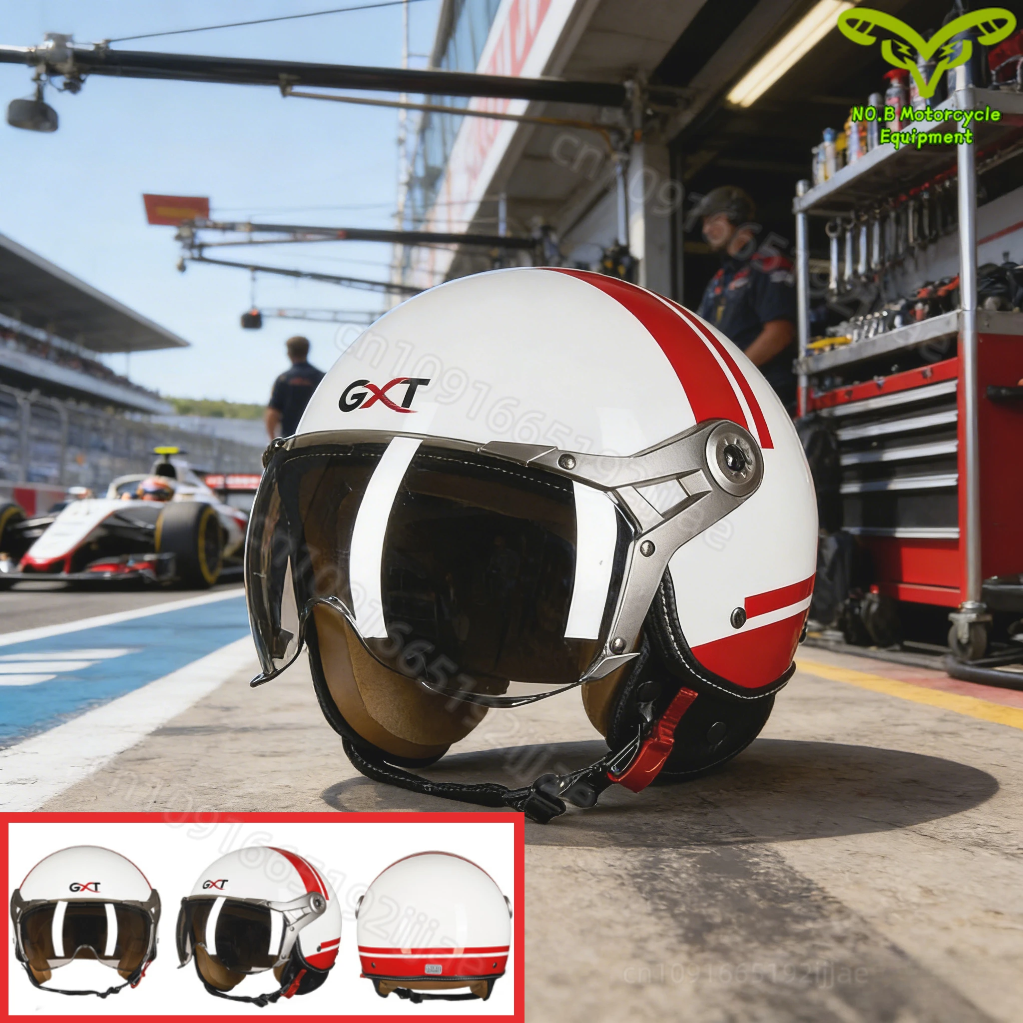 GXT Vintage Half Helmet Open Face Helmet for Electric Vehicle Motorcycle Men Women Four Seasons Universal Safety Riding Helmet