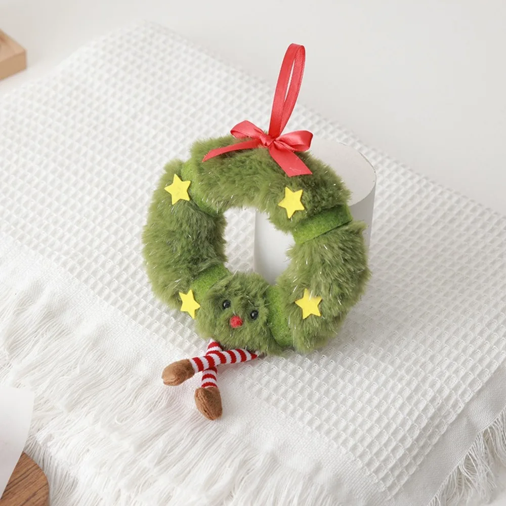 New Furrly Christmas Tree Polyester Fabric Xmas Tree Hanging Ornament Gingerbread 2025 New Year