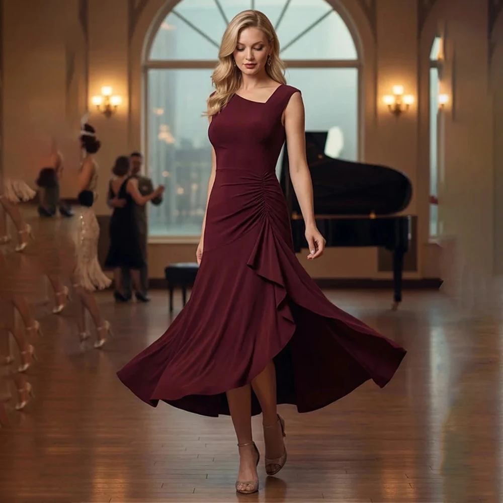 

2026 Women's Formal Evening Gowns Elegant Square Neck Sleeveless Ruffled Mermaid Evening Dresses Formal Party Gowns for Women