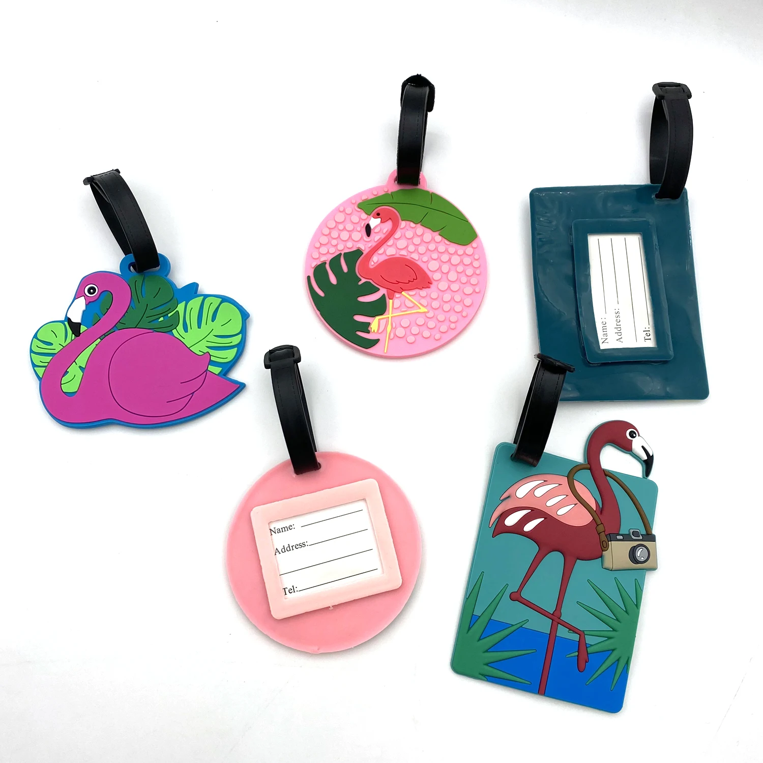 1pc/2pcs/3pcs Cute Flamingo Creative Luggage Tags Suitcase ID Addres Holder  Baggage Boarding Tags Label Travel Accessories