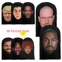 New 3D Printed Kanye Mask Elastic Mesh Full Face Mask for Men Women Cosplay Headwear Hip Hop Fashion Balaclava Hood Hat Headgear