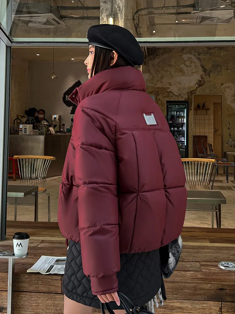 Vielleicht 2025 New Korean Winter Women's Down Cotton Jacket Short Cotton Padded Outerwear Stand Collar Ladies Winter Parkas