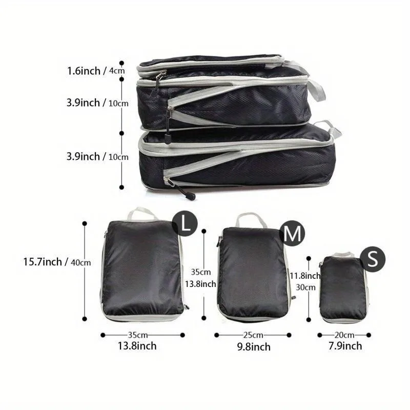 Sports Bag 3pcs Travel Storage Bag Set Toiletries and Cosmetics Storage Bag Luggage Clothes Shoe Tidy Pouch Fold