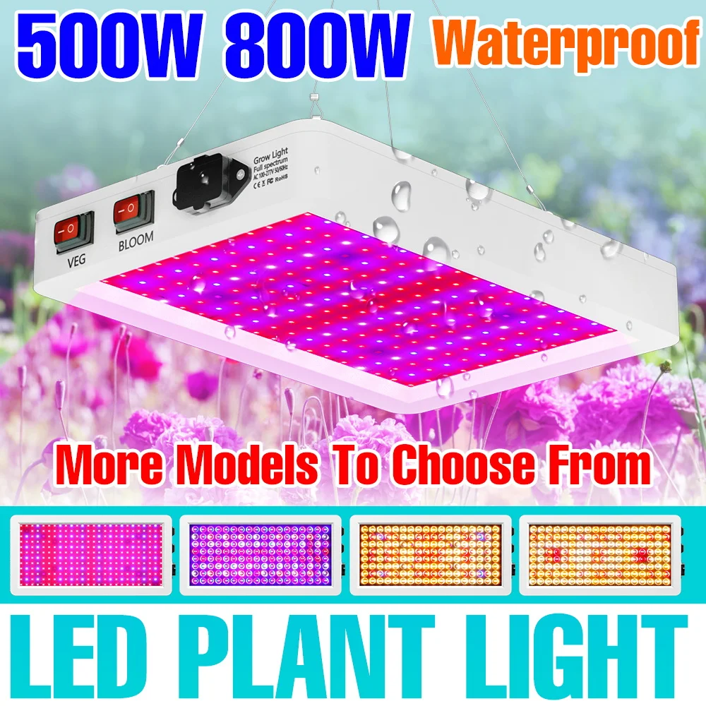 

800W LED Full Spectrum Plant Grow Lights UV/IR Hydroponic Fill Lamp Greenhouse Tent Seedings Vegs Succulent Cultivation Lighting