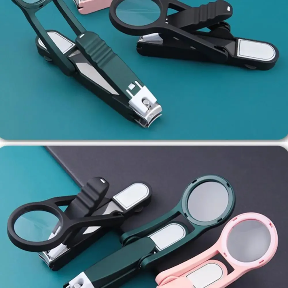 Anti-splash Ouderen Praktische nagelknipper met vergrootglas Multifunctionele roestvrijstalen nagelknipper