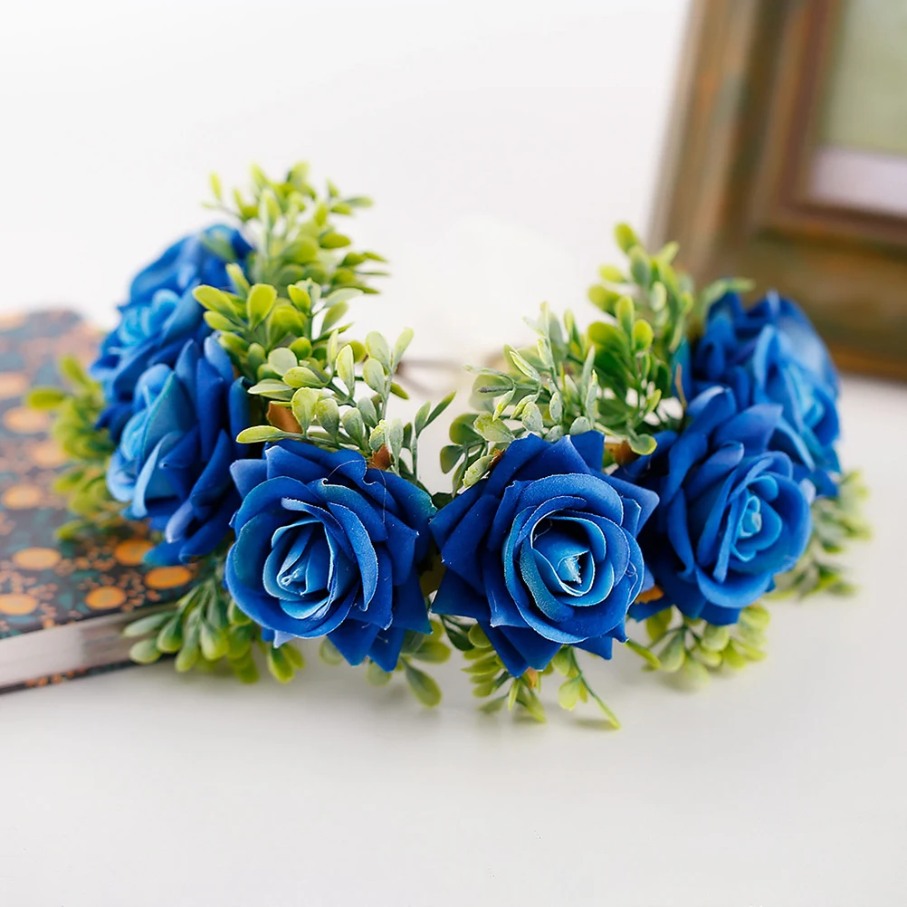 

Flower Headband Bridal Hair Hoop Wedding Party Red Rose Accessories Women Headdress Photo Props Cosplay Halloween