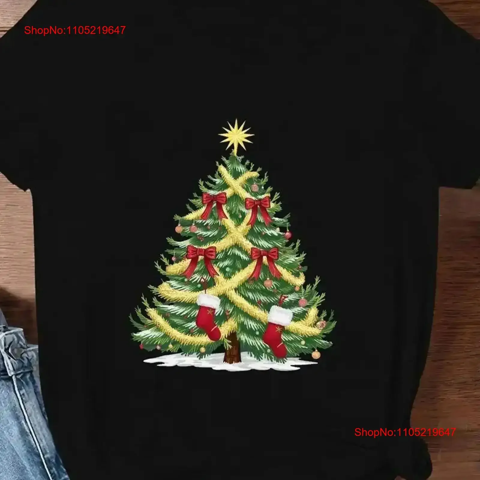 ChristmasTree T Shirt Crew Neck with Geometric Pattern Casual Style vintage Washed Stylish graphic Top For Everyday Wear Soft