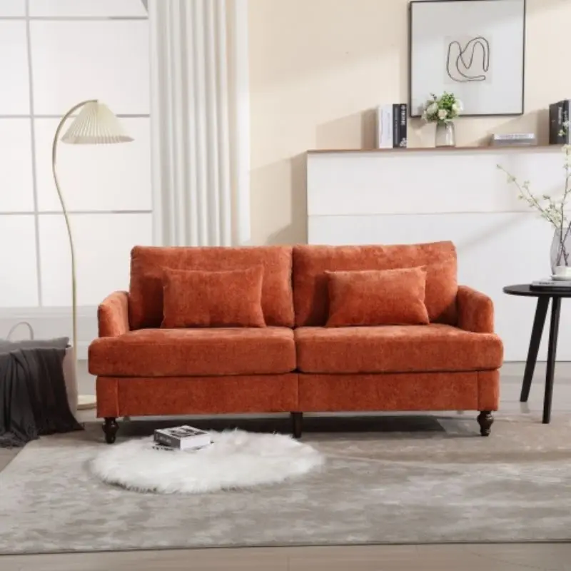 Modern Chenille fabric sofa, 2 seat upholstered sofa