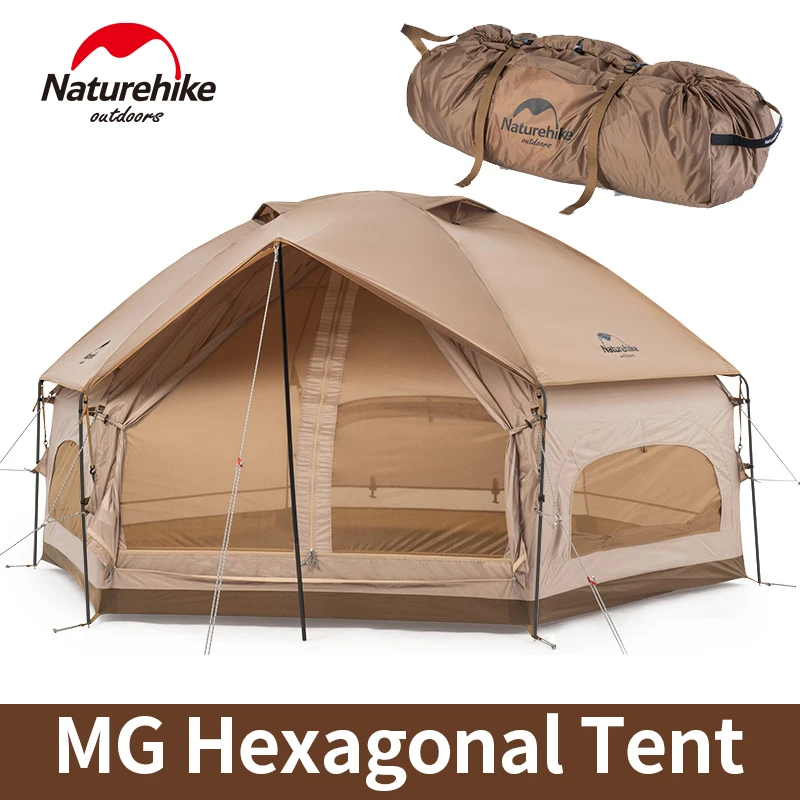 

Naturehike MG Hexagonal Tent Double Layer 3-4 Person Outdoor Camping Family Tent Large Space Windproof Waterproof Breathable