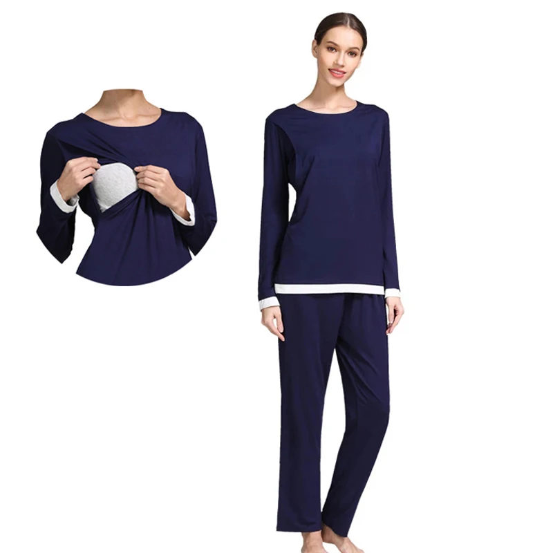 

Одежда для беременных, пижамный комплект с длинными рукавами, ночная одежда для грудного вскармливания, одежда для сна для беременных, весенне-осенняя домашняя одежда для кормящих мам