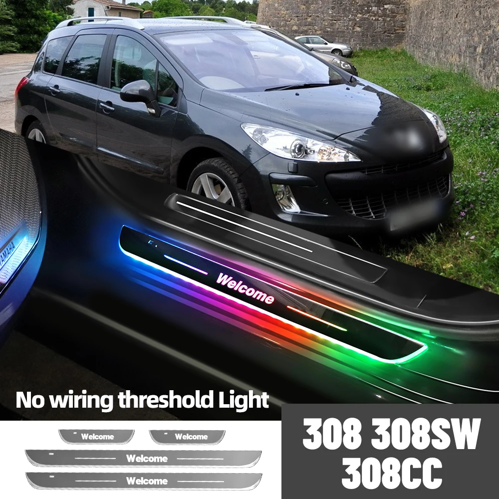 For Peugeot 308 SW CC 2007-2020 2013 2014 2018Car Door Sill Light Customized Logo LED Welcome Threshold Pedal Lamp Accessories