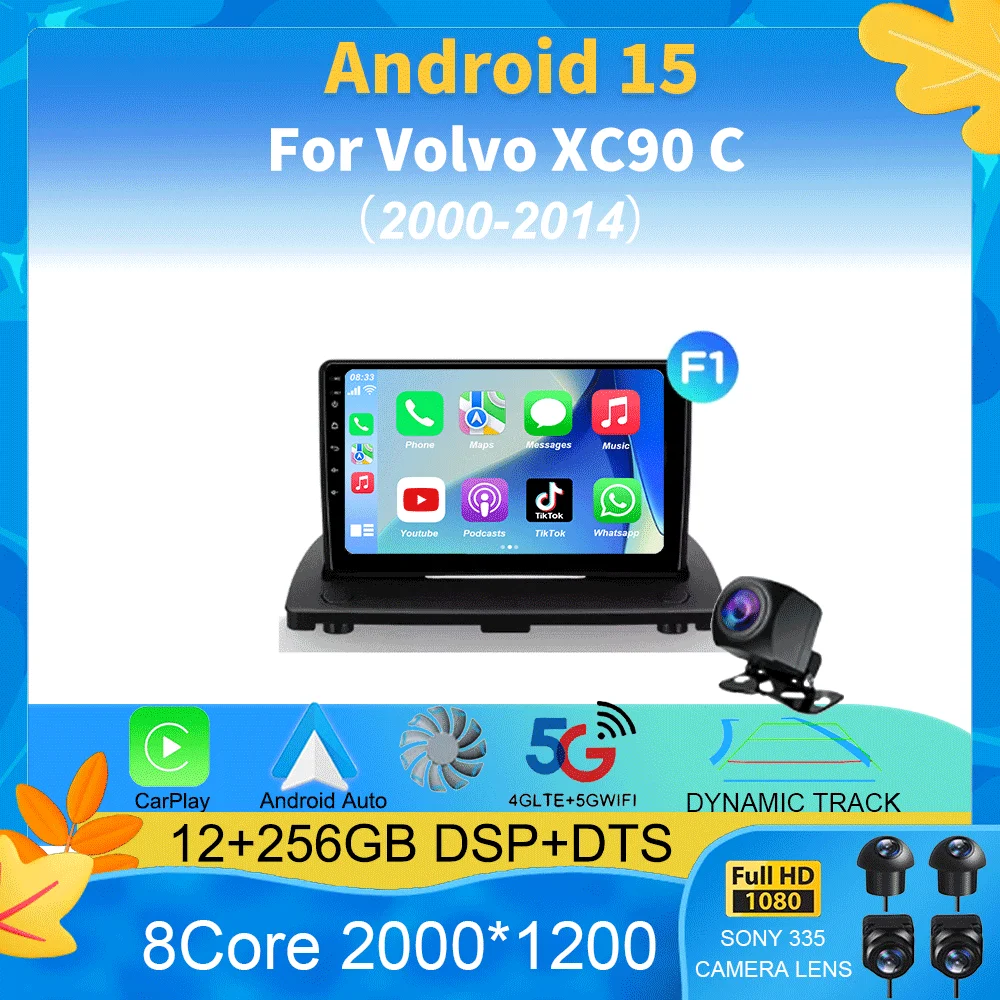 

Android 15 For Volvo XC90 C 2002 - 2014 Car Radio Multimedia Video Player Navigation GPS 5G WIFI Carplay Android Auto 360 camera