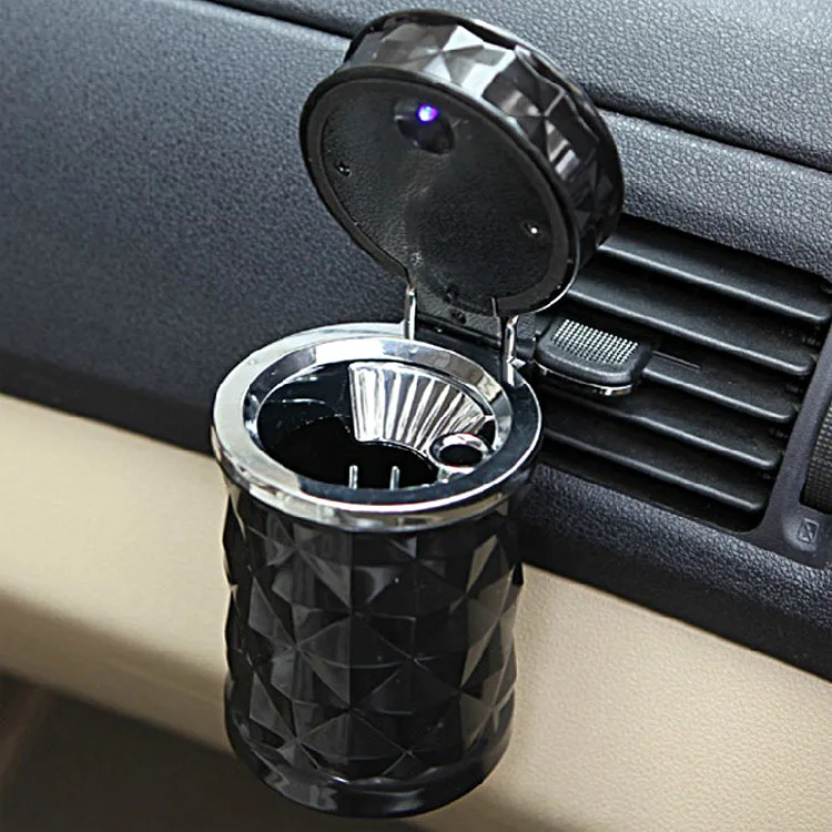 1-5PCS Portable LED Smoke Car Ashtray Cigarette Ash Holds Cup Automatic Light Indicator Ashtray Car Cup Holder