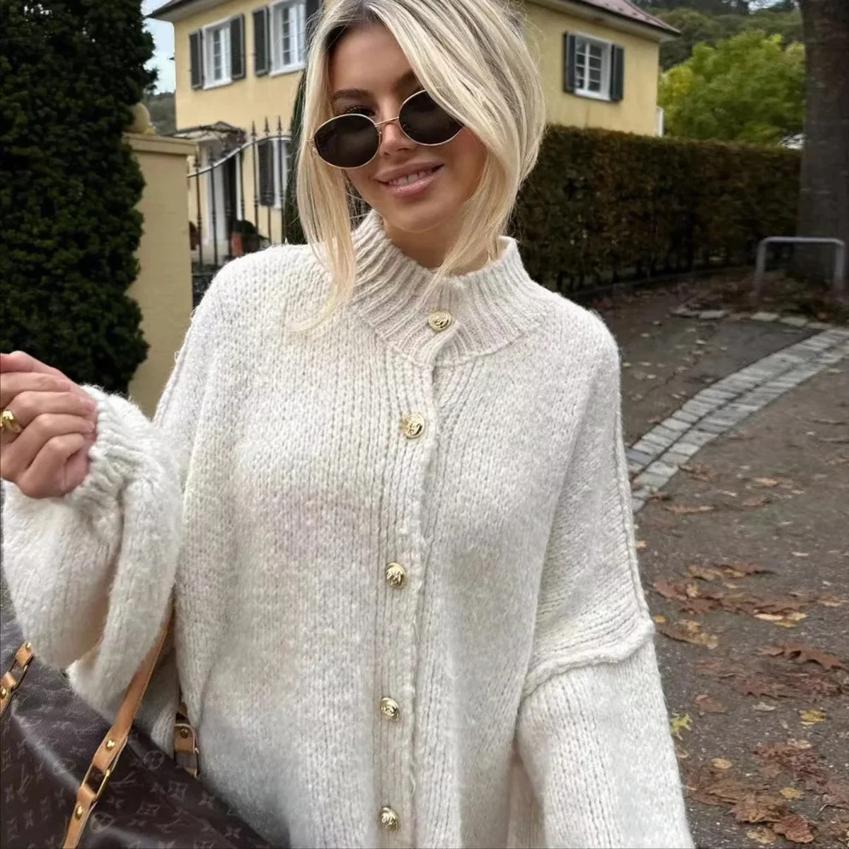 

Вязаные свитера большого размера, женская зимне-осенняя одежда, повседневные свободные кардиганы с длинными рукавами, джемперы, женские модные свитера 2024